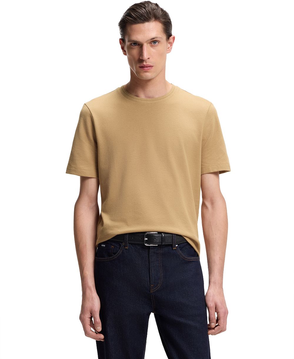BOSS by Hugo Boss Men's Cotton-Blend Regular-Fit Bubble-Jacquard T-Shirt