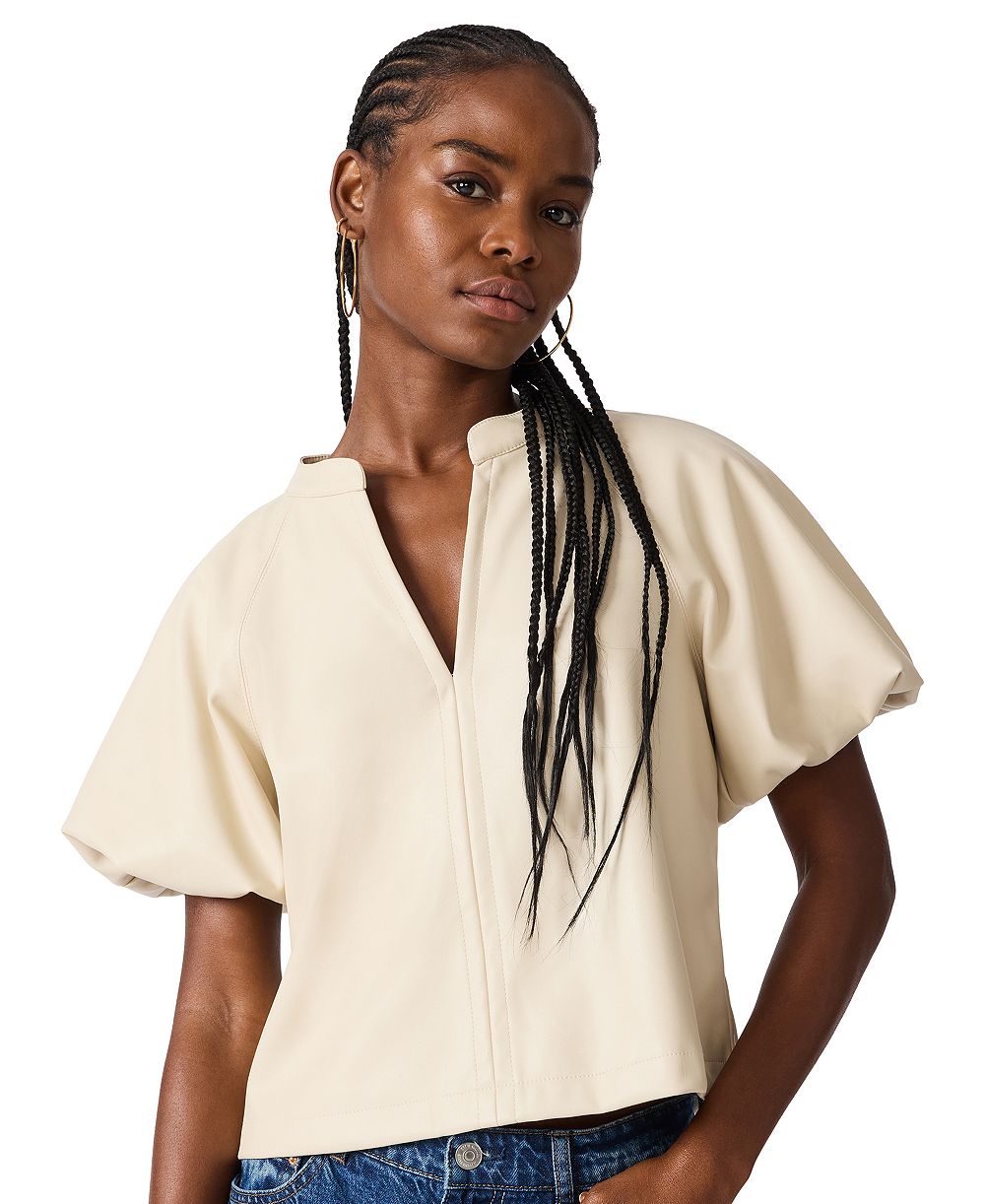 Женская блузка Steve Madden Cecila Top Faux-Leather Puff-Sleeve