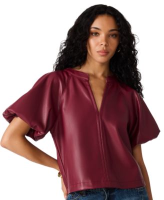 Женская блузка Steve Madden Cecila Top Faux-Leather Puff-Sleeve