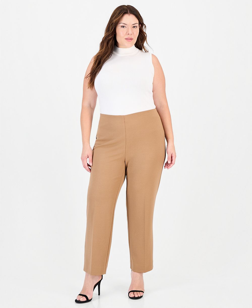 Anne Klein Plus Size Hollywood Waist Pull-On Mid-Rise Pants