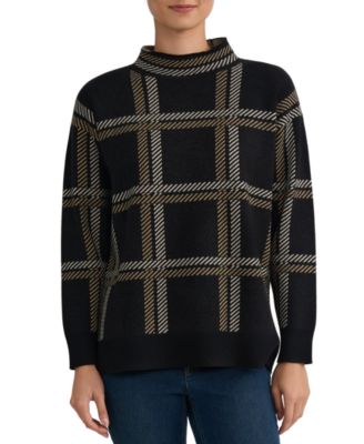 Jones New York Женский свитер в клетку с воротником-стойкой
