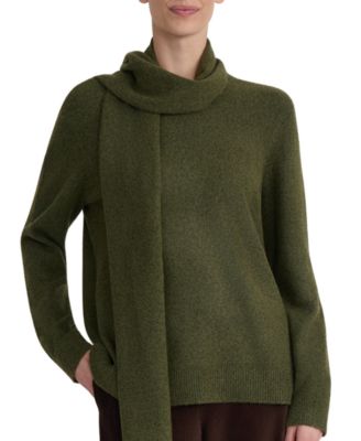 Jones New York Women's Detachable Fringe Scarf Turtleneck Sweater