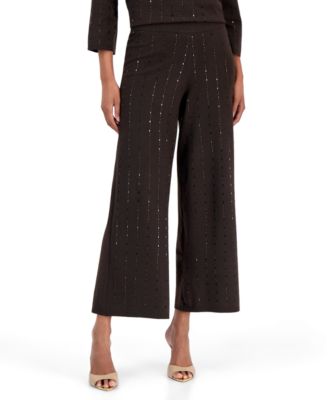 Anne Klein Petite Heat-Set Pull-On Wide-Leg Pants