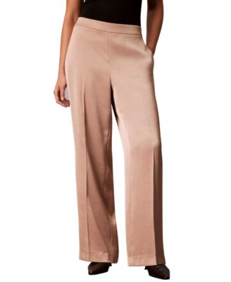 Calvin Klein Petite Pull-On Wide-Leg Satin Pants