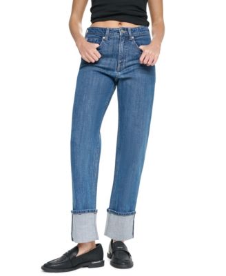 DKNY Jeans женские джинсы прямого кроя с высокой посадкой и логотипом на ленте