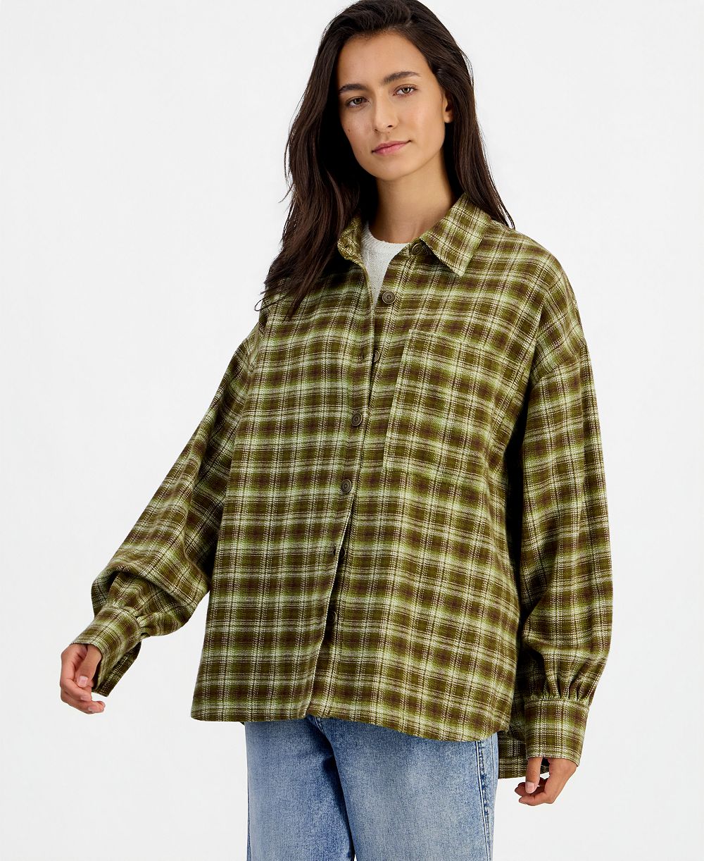 And Now This Women's Plaid Oversized Flannel Button-Up Shirt, Macy's Exclusive