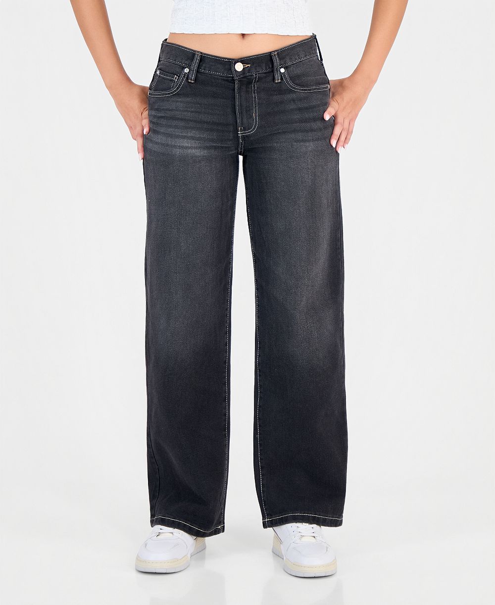 Celebrity Pink Juniors' Dark-Wash Mid-Rise Straight-Leg Denim Jeans