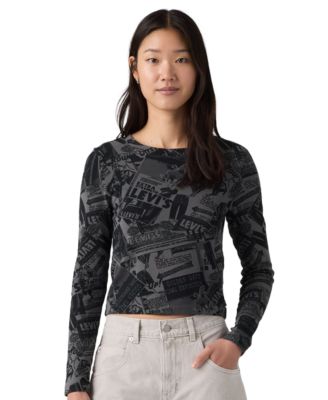 Levi's® Women's Essential Cropped Long-Sleeve Graphic T-Shirt