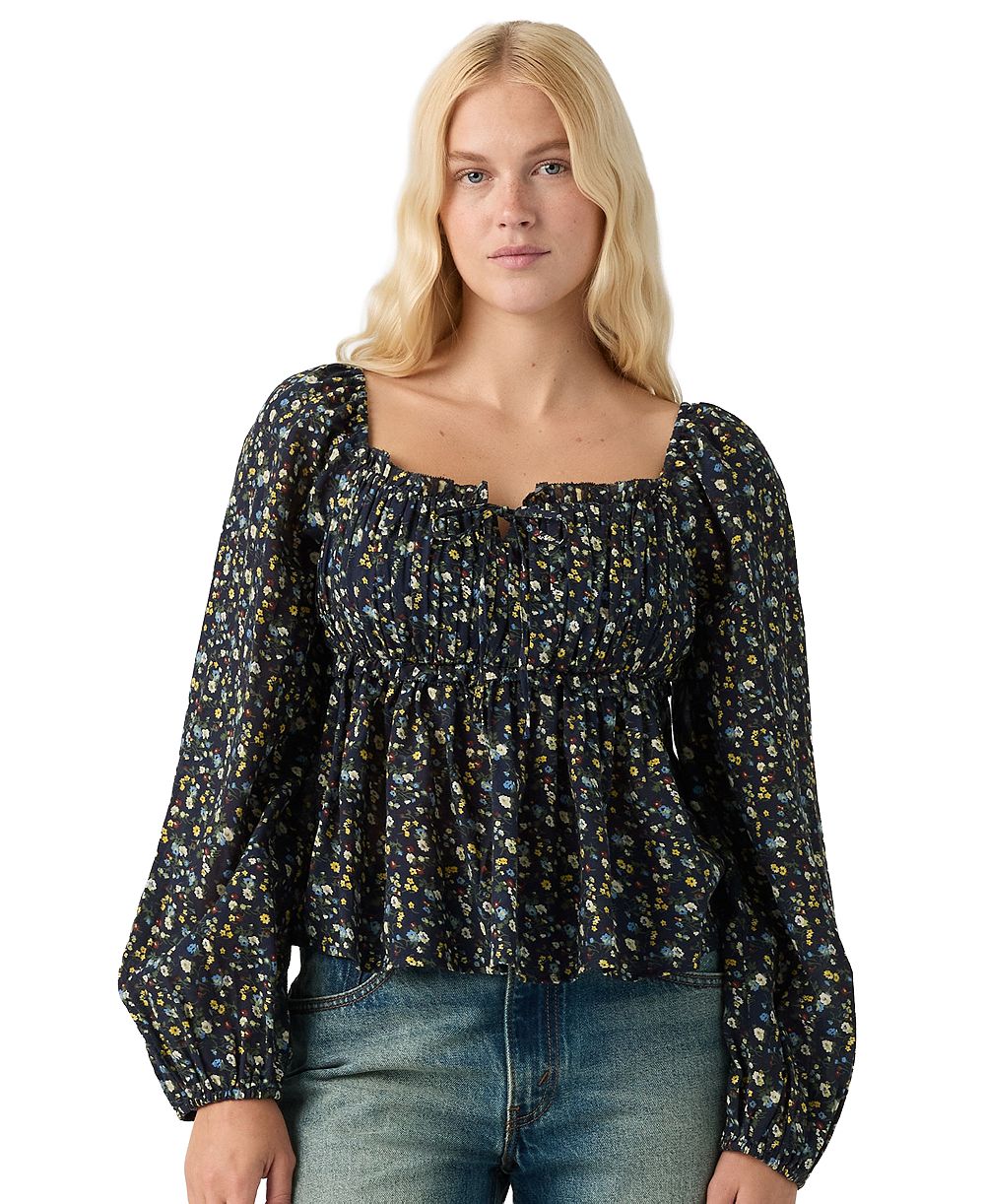 Levi's® Women's Oraya Front-Tie Floral-Print Scoop Neck Blouse