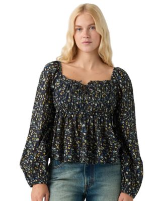 Levi's® Women's Oraya Front-Tie Floral-Print Scoop Neck Blouse