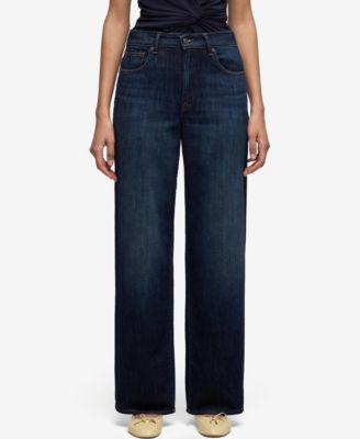 7 For All Mankind Women's Stovepipe Straight Dark Rinse Mid-Rise Jeans, 32" Inseam