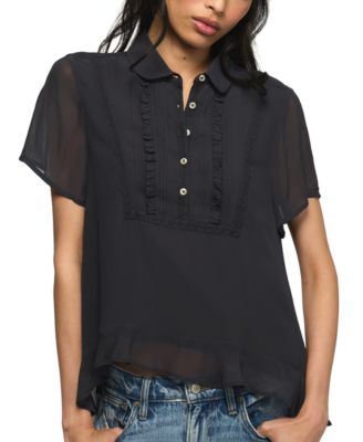 Женская блузка Lucky Brand High-Low с рюшами и коротким рукавом