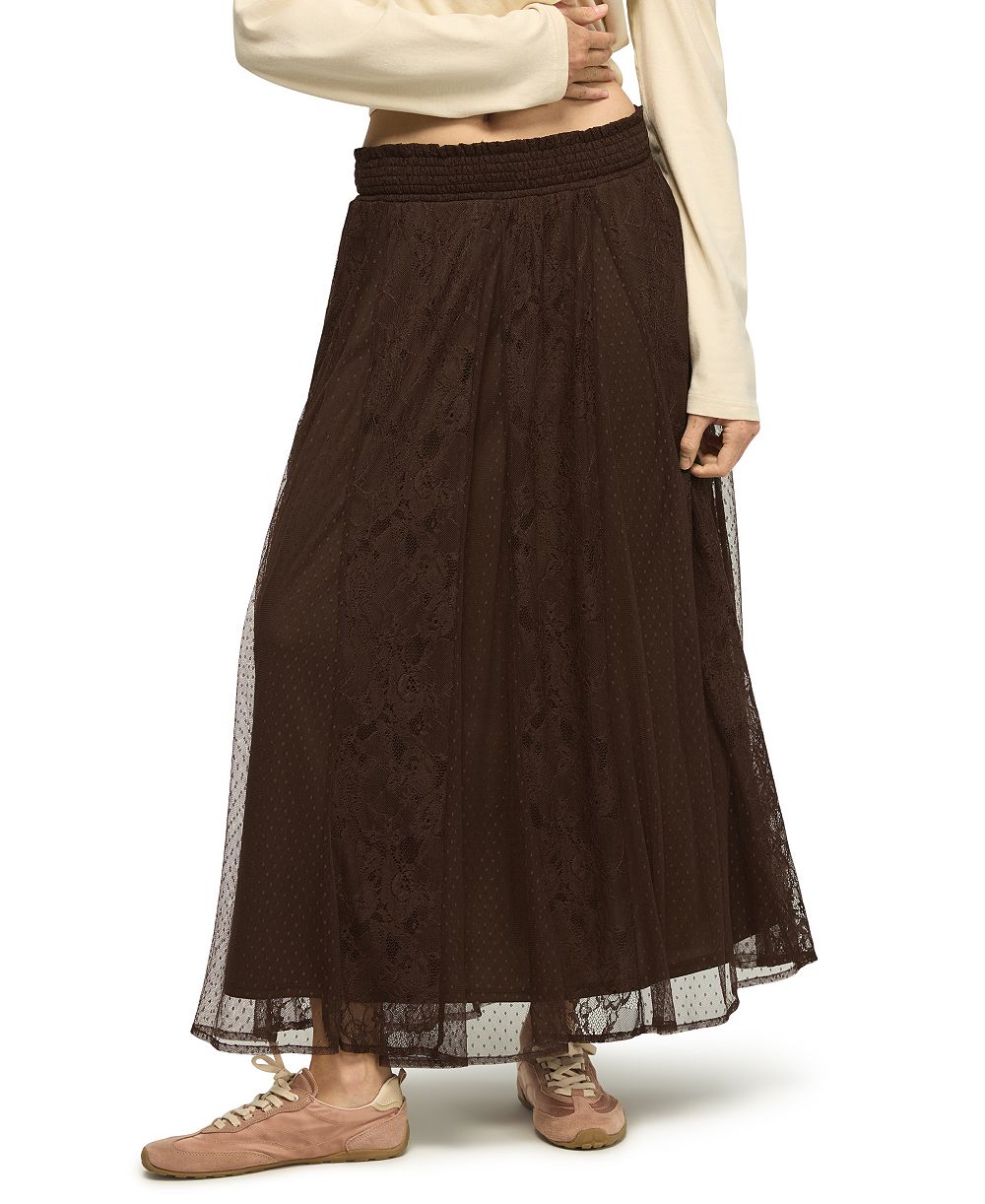 Женская юбка Lucky Brand Allover Lace A-Line High-Waisted Floral Midi