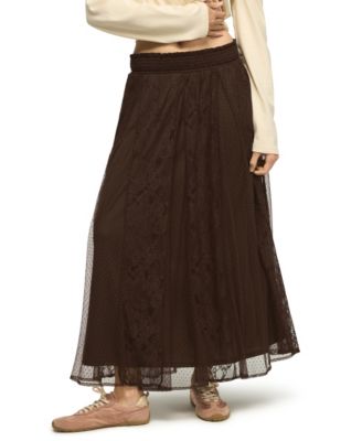 Женская юбка Lucky Brand Allover Lace A-Line High-Waisted Floral Midi