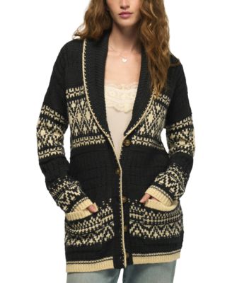 Lucky Brand Women's Shawl-Collar Fair Isle Cardigan