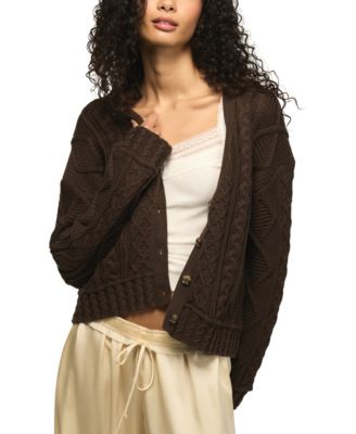 Женский кардиган Lucky Brand с v-образным вырезом и кабельной вязкой