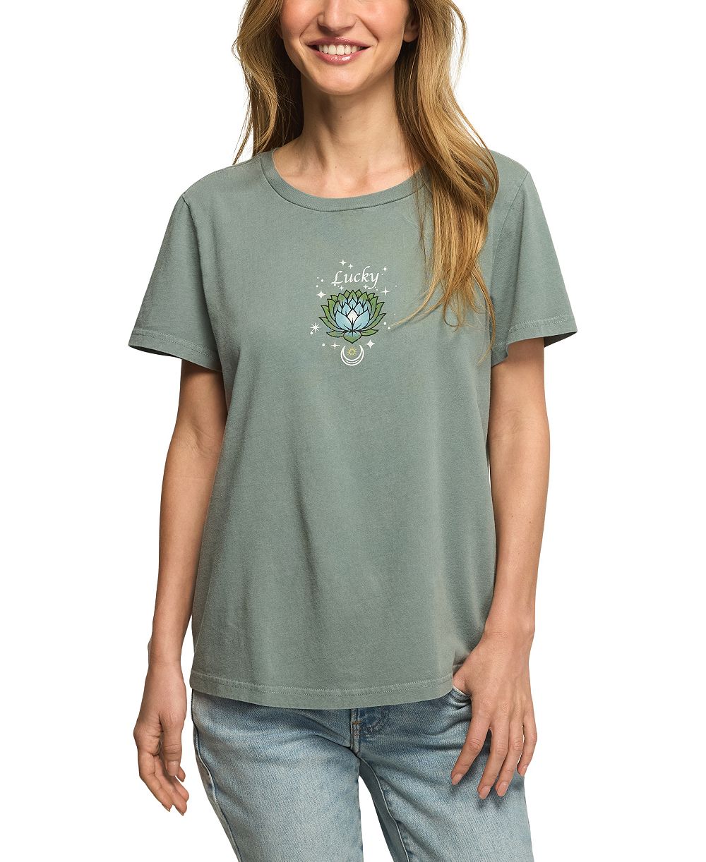 Женская футболка Lucky Brand Heart Lotus Classic Crew Retro Graphic