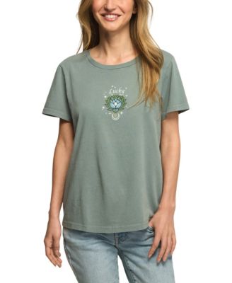 Женская футболка Lucky Brand Heart Lotus Classic Crew Retro Graphic