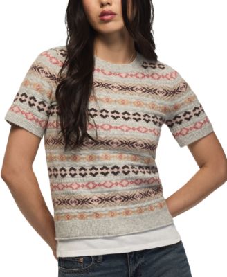 Женский короткий свитер Lucky Brand с круглым вырезом и узором Фейр-Айл