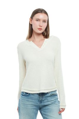 WILT Women's Long Sleeve Henley Mock Tee