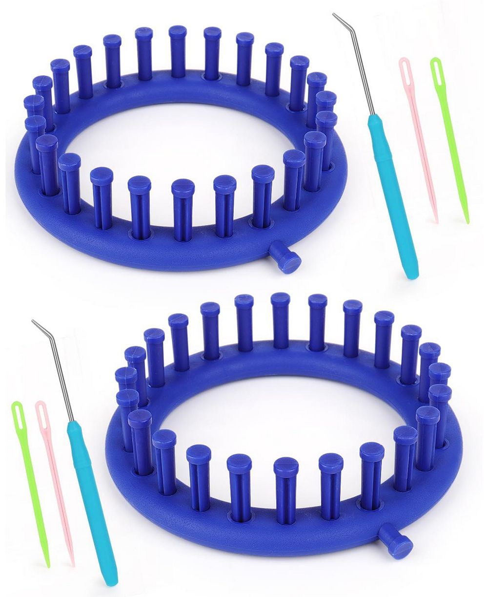 Aeelike Round Knitting Looms Set - 24 Pegs, 14 cm Diameter Plastic Loom for Beginners - Small Round Loom Set for DIY, Teaching, Learning