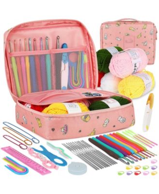 Aeelike Crochet Starter Kit for Beginners - 59-Piece Set with Yarn, Ergonomic Hooks and Lace Needles
