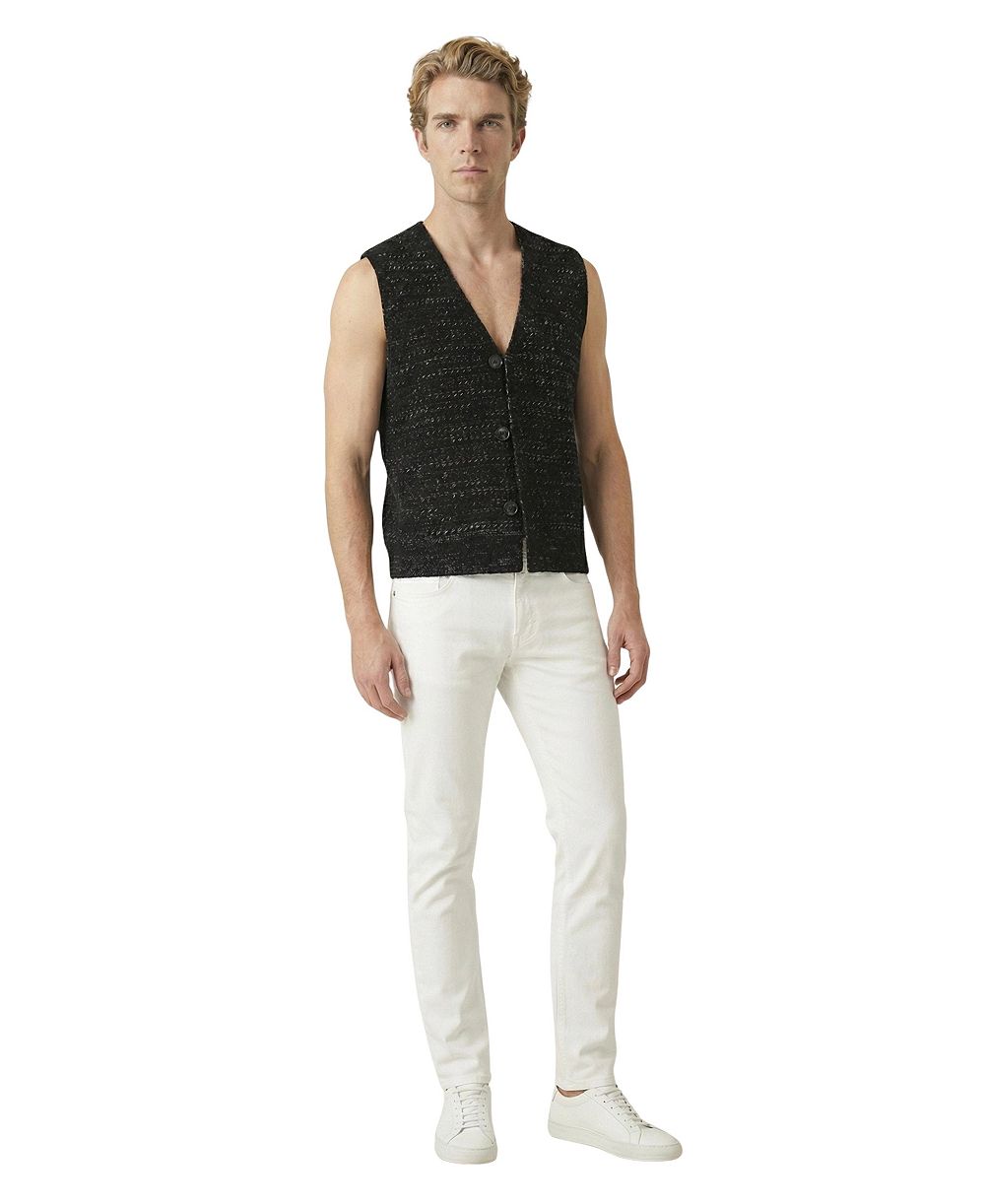 Мужской вязаной жилет Modenaire Textured V-Neck Button-Front