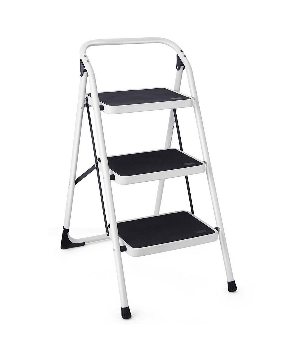 Costway 3 Step Lightweight Ladder HD Platform Foldable Stool 330 LB Cap. Saving Space