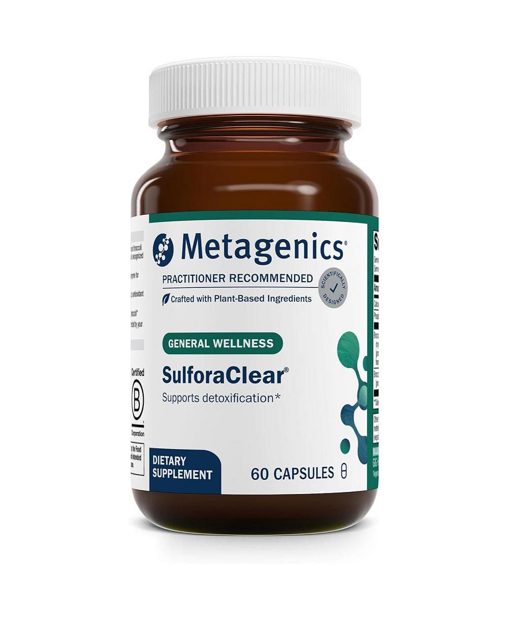 Metagenics SulforaClear Advanced детокс и антиоксидантная поддержка с экстрактом проростков брокколи, кальцием, фосфором и мирозиназой 60 капсул