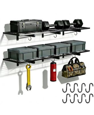 XDOVET Shelves Mounted Floating Storage Hooks Industrial Shelving Basement Workshop