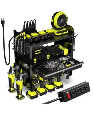 XDOVET Power Tool Organizer Wall Mount Drill Rack Locking Drawers Metal Garage Workshop Storage Gift Men Father