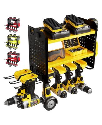 XDOVET Power Tool Organizer Wall Mount Steel Rack Drill Slots Pegboard