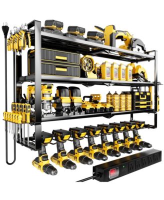 XDOVET Power Tool Organizer Wall Mount Charging Station Metal Rack Drill Holder Shelf
