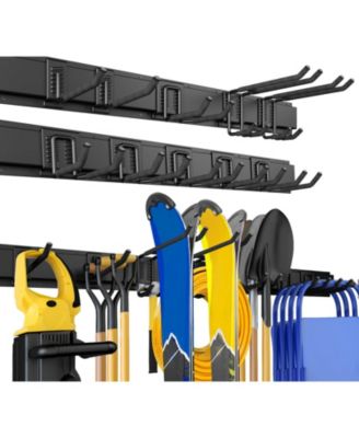 XDOVET Wall Mount Garden Tool Organizer Metal Hooks Rail Rack Holder