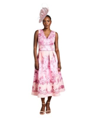 Женское миди-платье Coast V-Neck Satin Floral Print с цветочным принтом