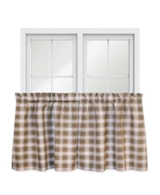 Ellis Curtain Country Check Tailored With 1.5" Rod Pocket Window Tiers Camel