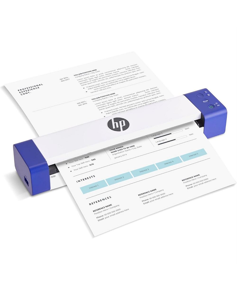 Портативный беспроводной сканер документов HP PS150, двусторонний USB и Wi-Fi, аккумуляторный