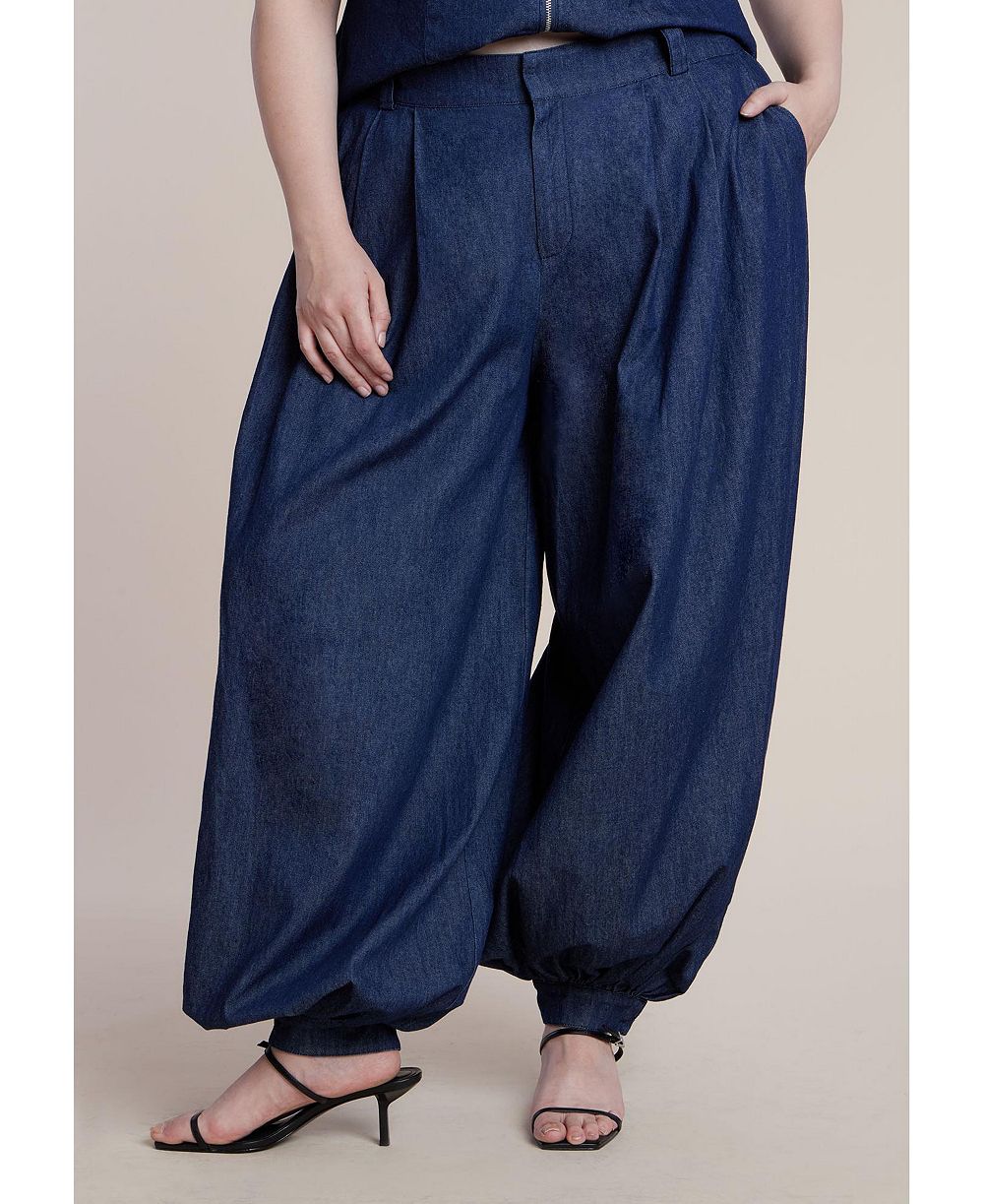 Брюки ELOQUII Women's High Rise Balloon Chambray