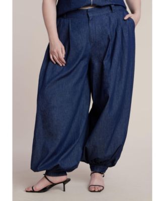 Брюки ELOQUII Women's High Rise Balloon Chambray
