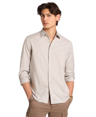 Мужская рубашка Michael Kors Check-Print Long-Sleeve Cotton