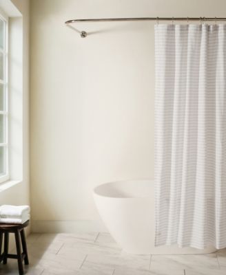ienjoy Home Cotton Blend Striped Shower Curtain, 72" x 72"