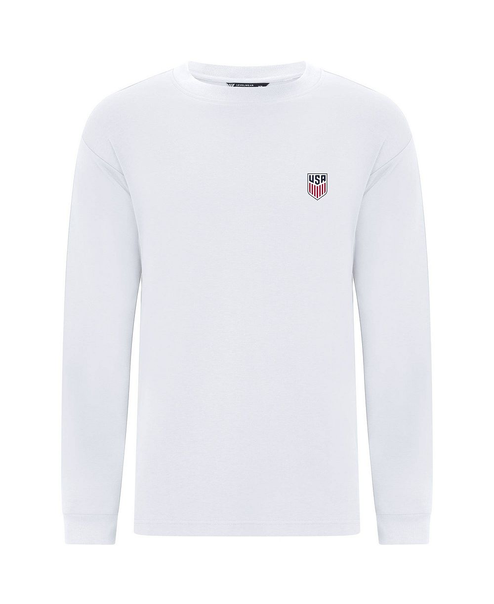 LevelWear Men's White USMNT Luxe Signature Long Sleeve T-Shirt
