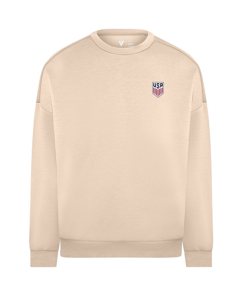 LevelWear Men's Khaki USMNT Luxe Signature Tri-Blend 3-D Patch Sweatshirt