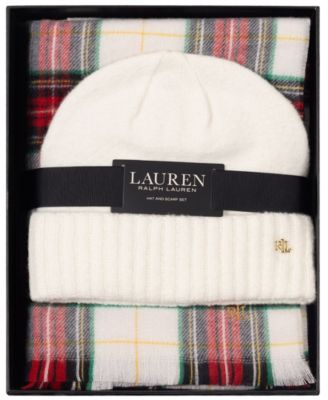 Lauren Ralph Lauren Woven Scarf and Knit Beanie Set