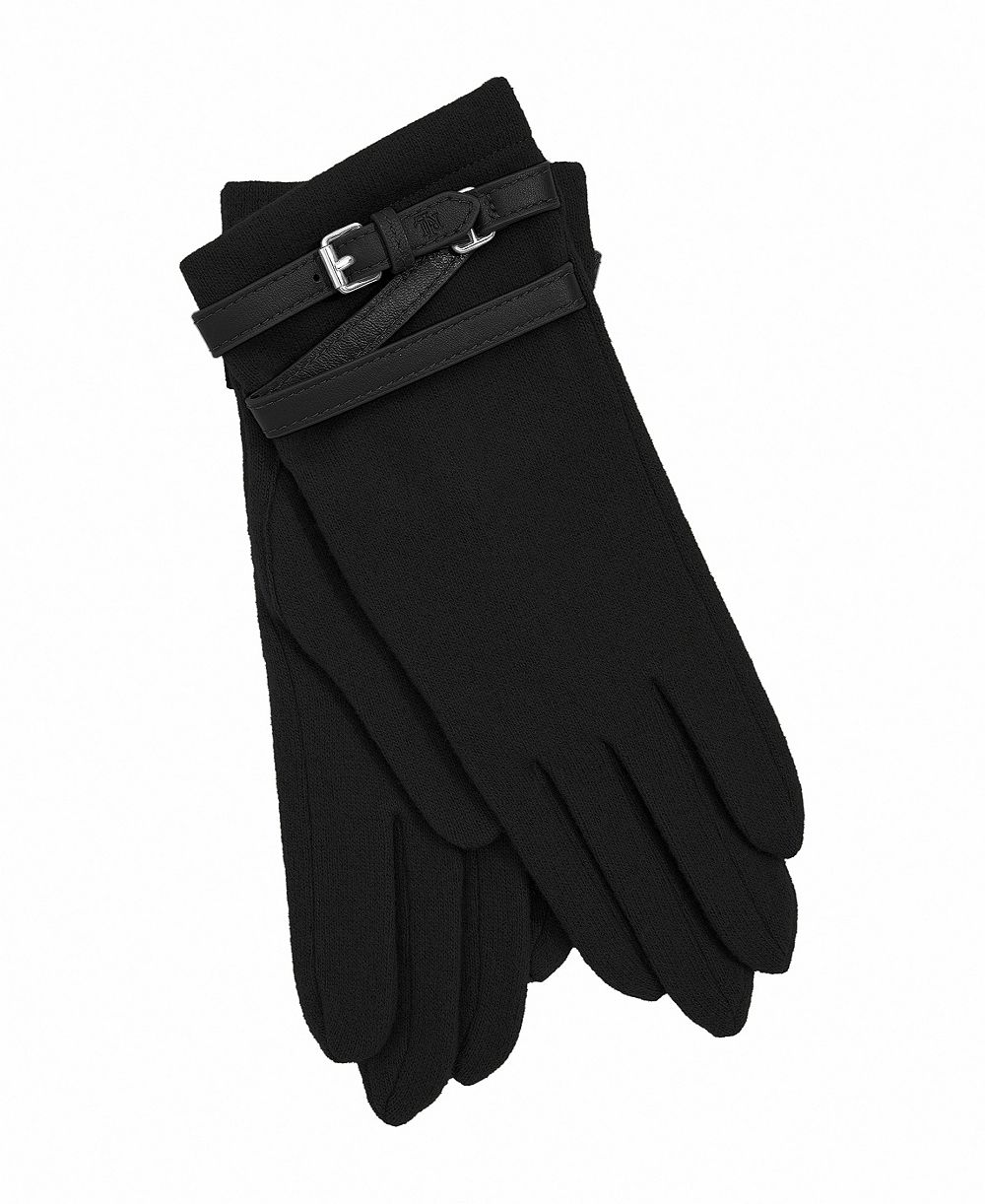 Lauren Ralph Lauren Leather Belted Cashmere Blend Touch Gloves