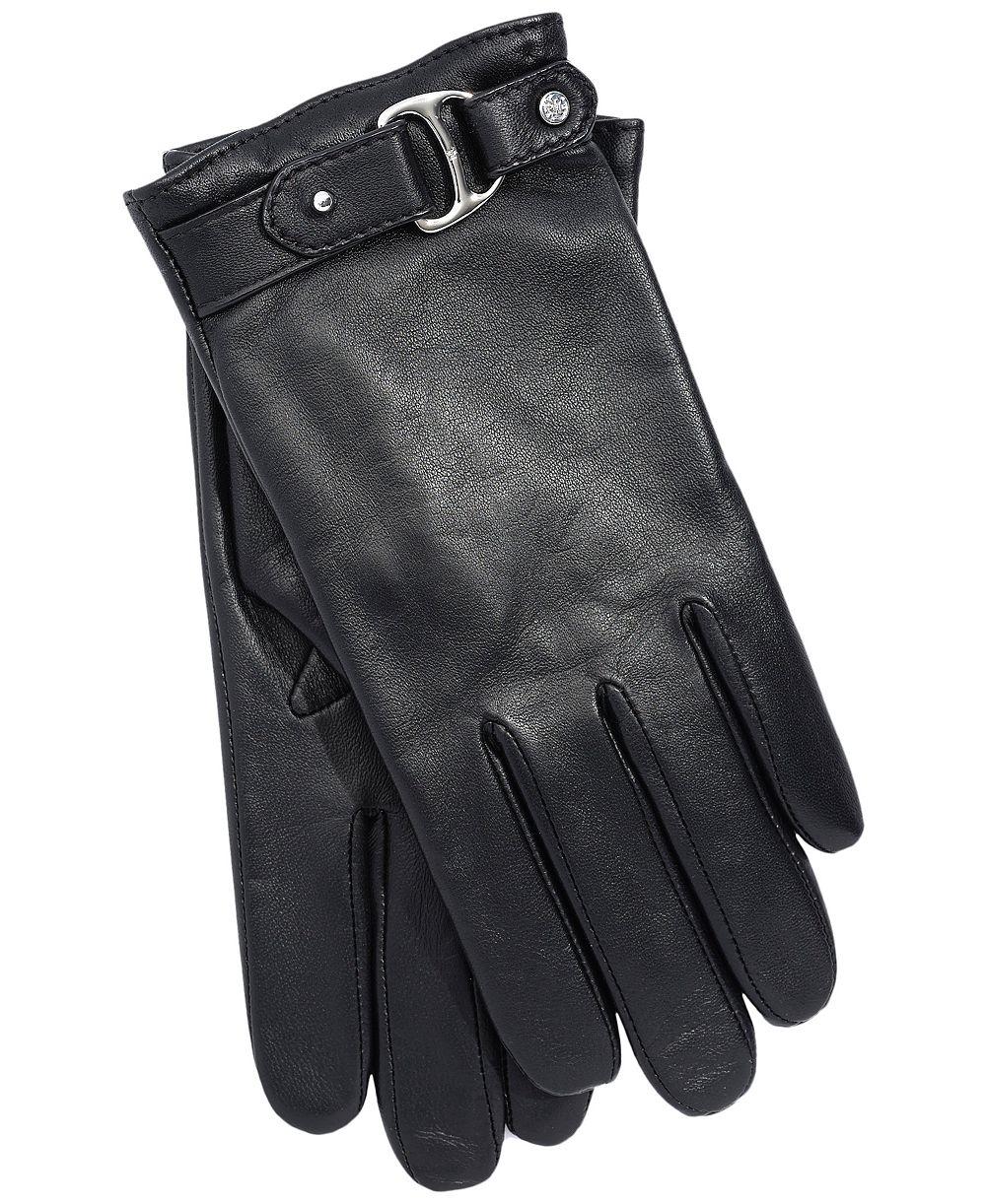Lauren Ralph Lauren Buckle Leather Gloves