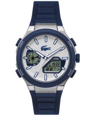 Lacoste Men's Quartz LC33 Blue Silicone Strap Watch 44.8mm