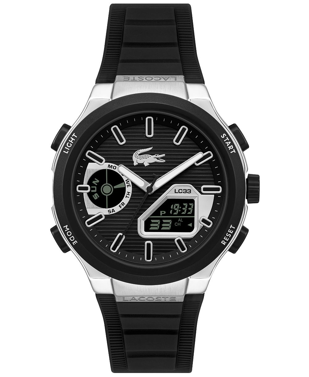 Мужские часы Lacoste Quartz LC33 Black Silicone Strap 44.8mm