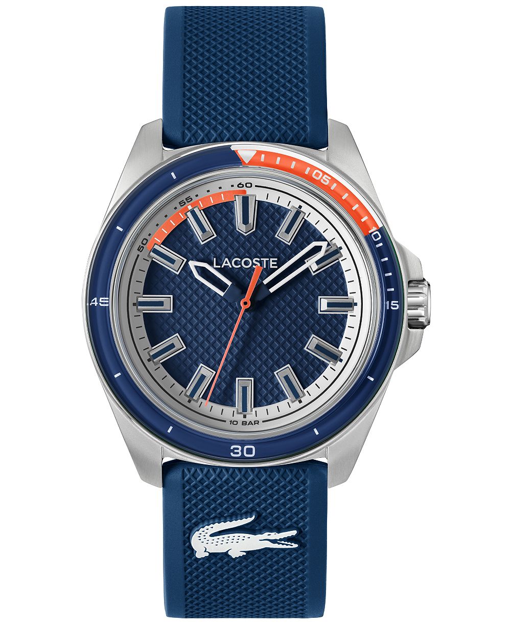 Lacoste Мужские кварцевые часы Capbreton с темно-синим силиконовым ремешком 43mm