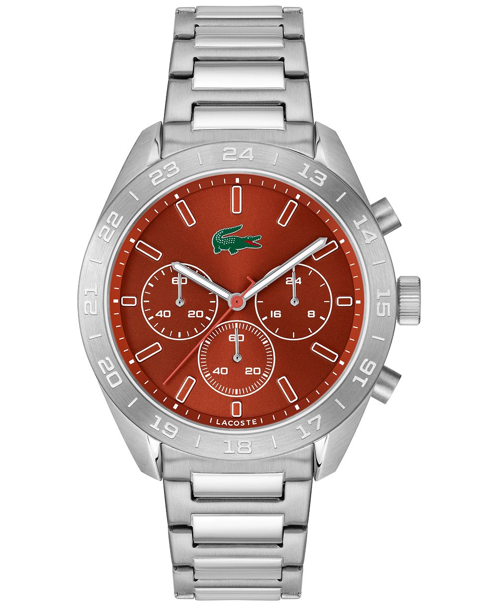 Мужские кварцевые часы Lacoste Quartz Boston Silver-Tone Stainless Steel 42mm